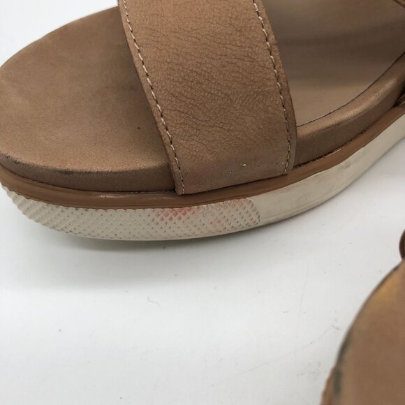 Eileen Fisher Womens Tan Nubuck Platform Sandals With Crisscross Straps Size 10 - Picture 5 of 10